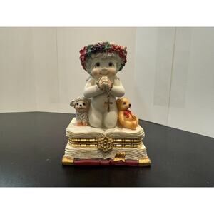 Vintage Dreamsicles Christmas Angel Dog and Bear Book Accent Ceramic Jewelry Box
